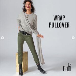 Cabi #4417 Wrap Pullover Sweater with Attached Scarf Cotton Blend Women's Med